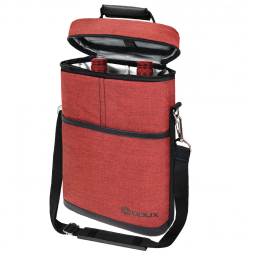 Bolsa Térmica para 2 Garrafas de Vinho OPUX, Porta-garrafas Isolado 2L, Ideal para Viagens, Piqueniques, Praia e Presente de Natal, Vermelha