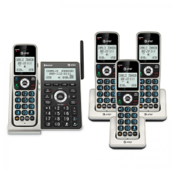Telefone Sem Fio AT&T Titânio/Preto 4 Terminais Bluetooth Bloqueador Inteligente Display 5,1 cm Teclado Iluminado BL3107-4 110V