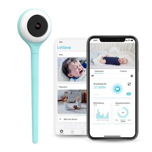 Babá Eletrônica Inteligente com Wi Fi, Detector de Choro, Vídeo, Audio e Monitor de Sono, LOLLIPOP CABC LOL, Azul turquesa