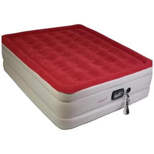 Cama Colchão Inflável Cama de Ar Sacola de Bomba Embutida Controle Remoto LEDs e 7 Config. Dureza, LAZERY SLEEP COMINHKPR126465, Vermelho