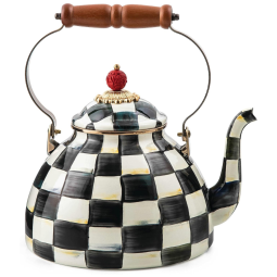 Chaleira de Chá Esmaltada 3 Litros, MacKenzie Childs, Preta e Branca