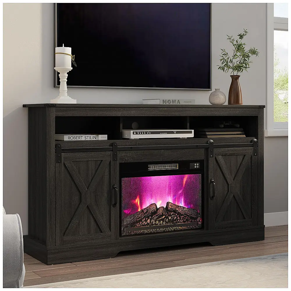 Rack TV com Lareira Elétrica RoyalCraft 147x86x41cm 5000BTU Cinza Rustico 110V