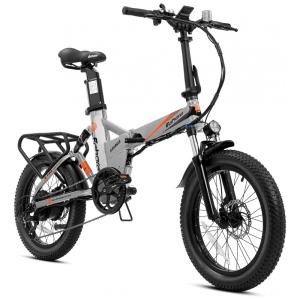 EAhora Bicicleta Elétrica Motorizada 7 Velocidades e 5 Modos, 750W, Cinza