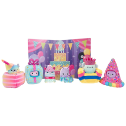 Kit 6 Pelúcias Squishmallows de 5 cm, 4 Fantasias e Display Pop-Up para Crianças, Squishville SQM0553, Colorido