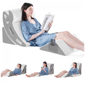 Conjunto de 4 Travesseiros Ortopédicos em Cunha para Alívio de Dor nas Costas, Corpo e Pernas, Ajustável, Pós-Cirurgia, Refluxo Ácido