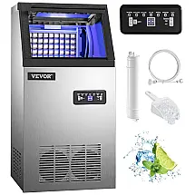 Máquina de Gelo Profissional Produz 45 KG em 24H para Restaurantes e Cafeterias, 110V 230W, Vevor, Cinza