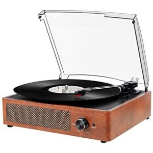 Toca Discos Retro 3 Velocidades com Bluetooth e Alto Falantes Embutidos, Kedok, Marrom