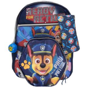 Mochila Escolar Infantil Paw Patrol Patrulha Canina 5 Peças com Lancheira para Crianças, Azul Escuro