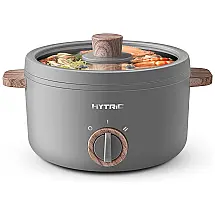 Mini Panela Elétrica Antiaderente 1.5L Multifuncional, 600W, 110v, HYTRIC HG251, Cinza