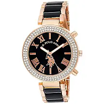Relógio Feminino em tom rosê classico, US, U.S. POLO ASSN. USC40090, Preto