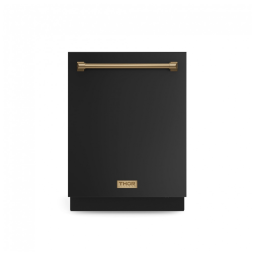 Lava-louças de embutir 60 cm Thor Kitchen preto fosco/com detalhes bronze Gordon Ramsay 283L 15 serviços 8 ciclos 49 dB 110V