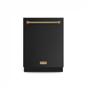 Lava-louças de embutir 60 cm Thor Kitchen preto fosco/com detalhes bronze Gordon Ramsay 283L 15 serviços 8 ciclos 49 dB 110V