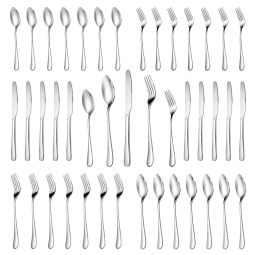 Jogo de Talheres de Prata MUTNITT 30 Peças para 6 Pessoas, em Aço Inox Premium, Talheres Espelhados, Resistente e Durável, Inclui Garfo