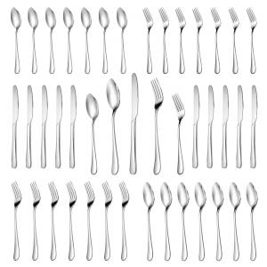 Jogo de Talheres de Prata MUTNITT 30 Peças para 6 Pessoas, em Aço Inox Premium, Talheres Espelhados, Resistente e Durável, Inclui Garfo
