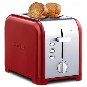 Torradeira Elétrica 2 Fatias com 9 Níveis de Tostagem Ajustáveis, Aço Inox, 110v, KENMORE KKTS2SR AZ 2, Vermelho