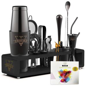 Kit Bn Profissional 20 Peças em Aço Inoxidável com Suporte de Bambu, PRODIGY MIX, Preto