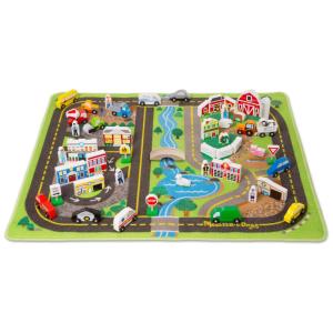 Tapete de Atividades Infantil com 49 Peças de Madeira, Tema Cidade e Campo para Crianças Acima de 3 Anos, Melissa & Doug