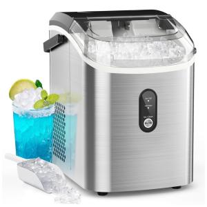 Máquina de Gelo até 15 kg em 24H Portátil em Aço Inoxidável e Alça, 700W 110V, Kndko, Preta