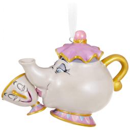 Enfeite de Natal Hallmark Keepsake Porcelana, Disney, A Bela e a Fera - A Mother's Love, Mrs. Potts e Chip, 9,7x6,5x5,4 cm