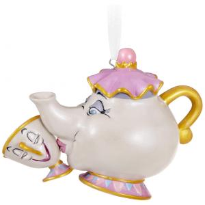 Enfeite de Natal Hallmark Keepsake Porcelana, Disney, A Bela e a Fera - A Mother's Love, Mrs. Potts e Chip, 9,7x6,5x5,4 cm