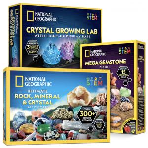 Kit de Escavação de Pedras Preciosas e Fosséis para Crianças, NATIONAL GEOGRAPHIC NGCRYSTALBUN, Azul