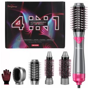 Escova Rotativa 4 em 1 Elétrica com Pontas Destacáveis e Luva Anti Calor, 110V 900W, Brightup, Cinza