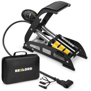 Bomba de Piso Ergonômica para Bicicleta com Medidor e Válvula Inteligente 160 PSI, BEELORD, Preto