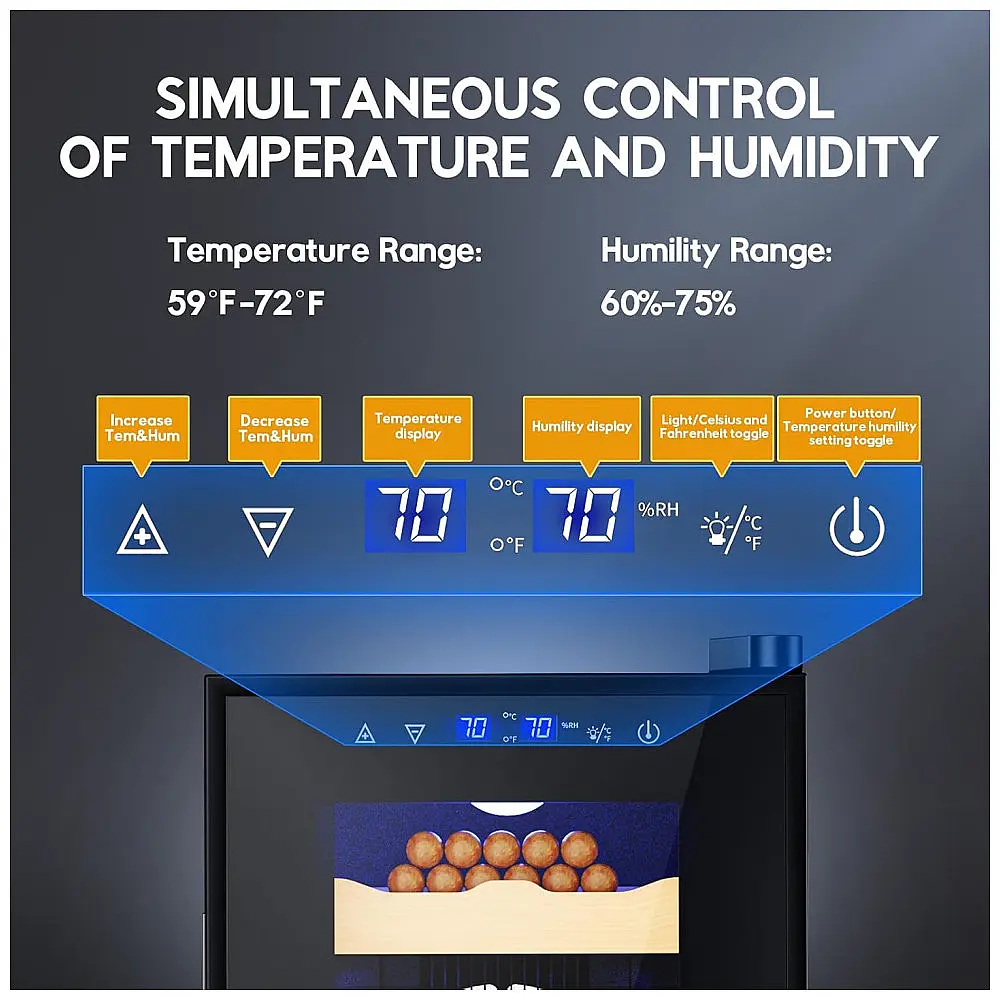 Humidor Elétrico Tylza 25L Preto para 220 Charutos com Controle de Temperatura e Umidade 115V — foto 2