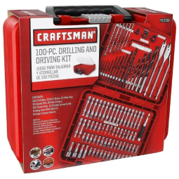 Kit de Ferramentas Brocas e Soquetes 100 PCS, CRAFTSMAN, Vermelho