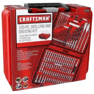 Kit de Ferramentas Brocas e Soquetes 100 PCS, CRAFTSMAN, Vermelho