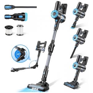 Aspirador de Pó Multifuncional sem Fio com Acessórios, Painel LED e Sucção Potente 28000PA, 110V 380W, Moolan, Preto e Azul