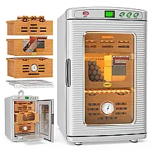 Adega Humidificadora DXXULL Branca Termostática LED 25L 160-200 Charutos Cedro 240V