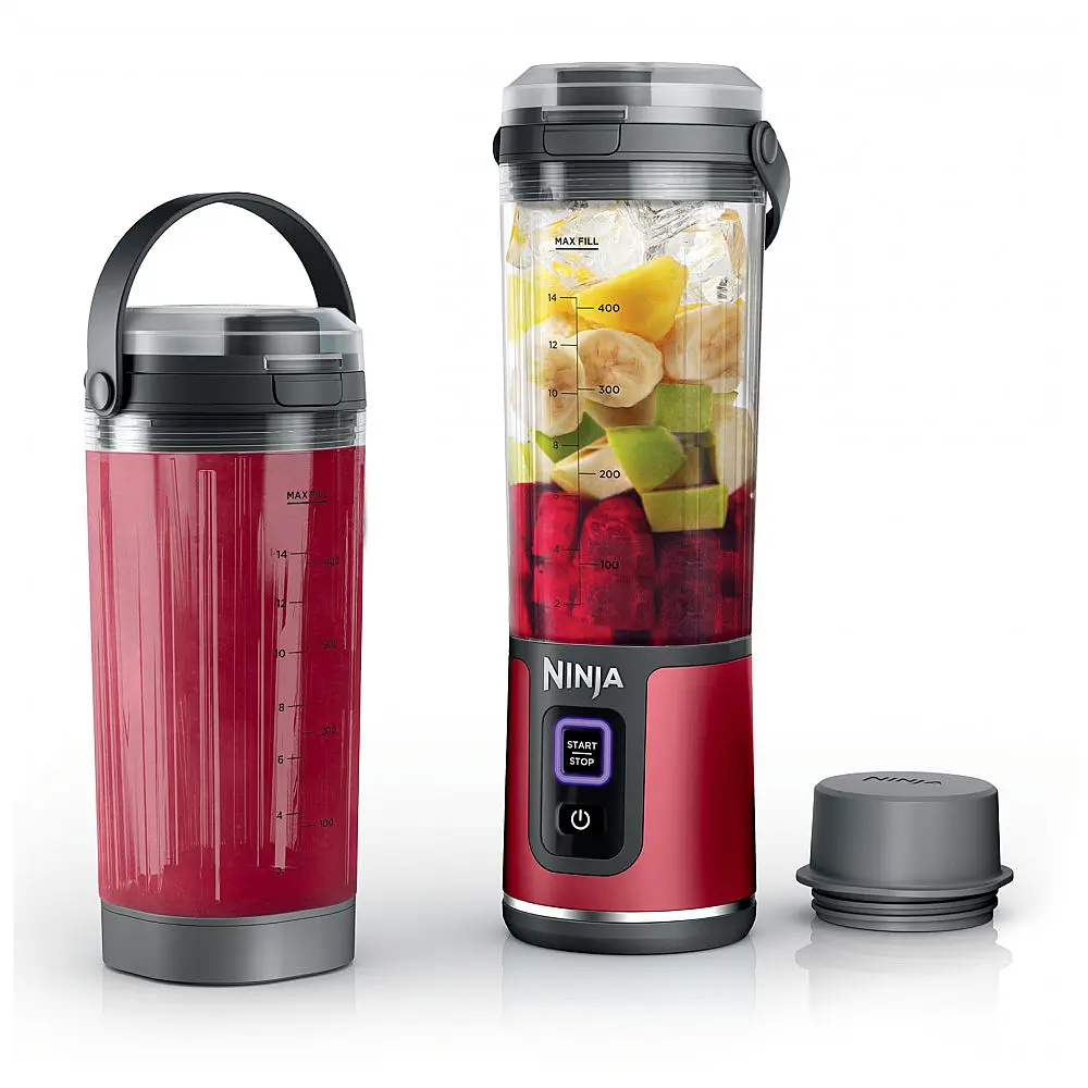 Liquidificador Portátil Ninja Blast Vermelho com 2 Copos 530 ml Tampa Antivazamento USB-C Sem Fio 7,4V
