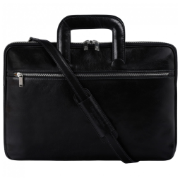 Bolsa Maleta de Couro Masculina para Laptop, TIME RESISTANCE, Preto