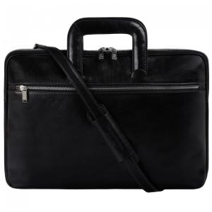 Bolsa Maleta de Couro Masculina para Laptop, TIME RESISTANCE, Preto