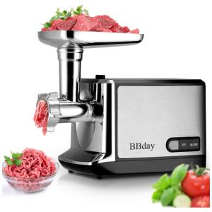 Moedor de Carne Elétrico, Multifunções, 2000W máx, Aço Inox, 110v, BBDAY, Prateado