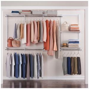 Kit Closet Aramado 2,4 Metros com Prateleiras Expansíveis e Hastes Telescópicas Personalizável Rubbermaid Branco