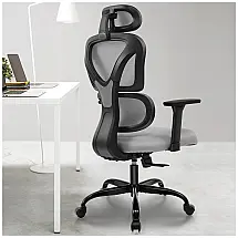 Cadeira de Escritório Ergonômica Giratória e Ajustável com Apoio 5D, KERDOM, Cinza