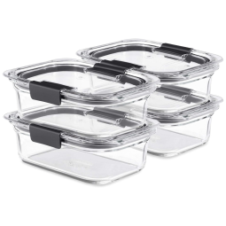 Potes para Alimentos Vidro, 800 mL, Retangular, 4 Unidades, RUBBERMAID 2118319, Preto