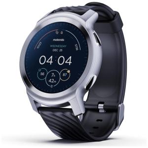 Relógio Smartwatch 42mm com Tela Sensível ao Toque em Aço Inoxidável e Pulseira de Silicone com Frequência Cardíaca, MOTOROLA MOSWZ100 SS