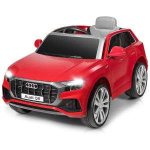 Ride Carrinho, Carro Elétrico Audi Q8, 1 lugar, 12V, com controle remoto, USB MP3, 5 km por hora, 3 a 7 anos, COSTZON, Vermelho