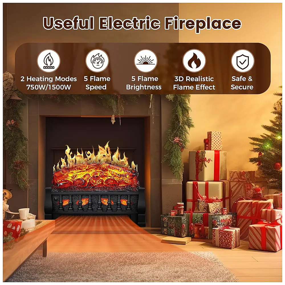 Lareira Elétrica Electactic L250 53 cm 53 cm Freestanding Marrom Tradicional 750W/1500W — foto 2
