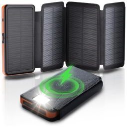 Powerbank Carregador Solar 25000mAh 4 Painéis Solares À Prova D Água LED Nautica Camping, X DRAGON XD SC 013 BORA, Laranja