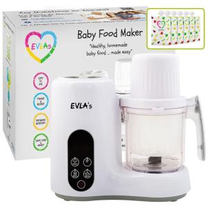 Processador de Alimentos para Bebês com Controle Digital Porta Alimentos Reutilizáveis, 110V 300W, EVLAS, Branco