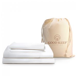 Conjunto de Lençóis em Algodão Egípcio de 1000 Fios, Tamanho King, Super Macio e Respirável, Good Sleep Bedding, Branco