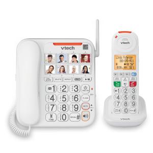 Telefone sem Fio Sênior Amplificado com Visor e Botões Grandes, 2 Unidades, VTECH SN5147, Branco