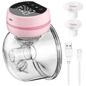 Bomba Tira Leite Unica Elétrica Portátil e Recarregável com 3 Modos e 9 Níveis de Sucção, ATEFA, Rosa