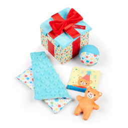 Kit 5 Brinquedos Infantis de Pelúcia Sensoriais com Caixa de Madeira de Armazenamento para Crianças Acima de 3 Anos, Melissa & Doug