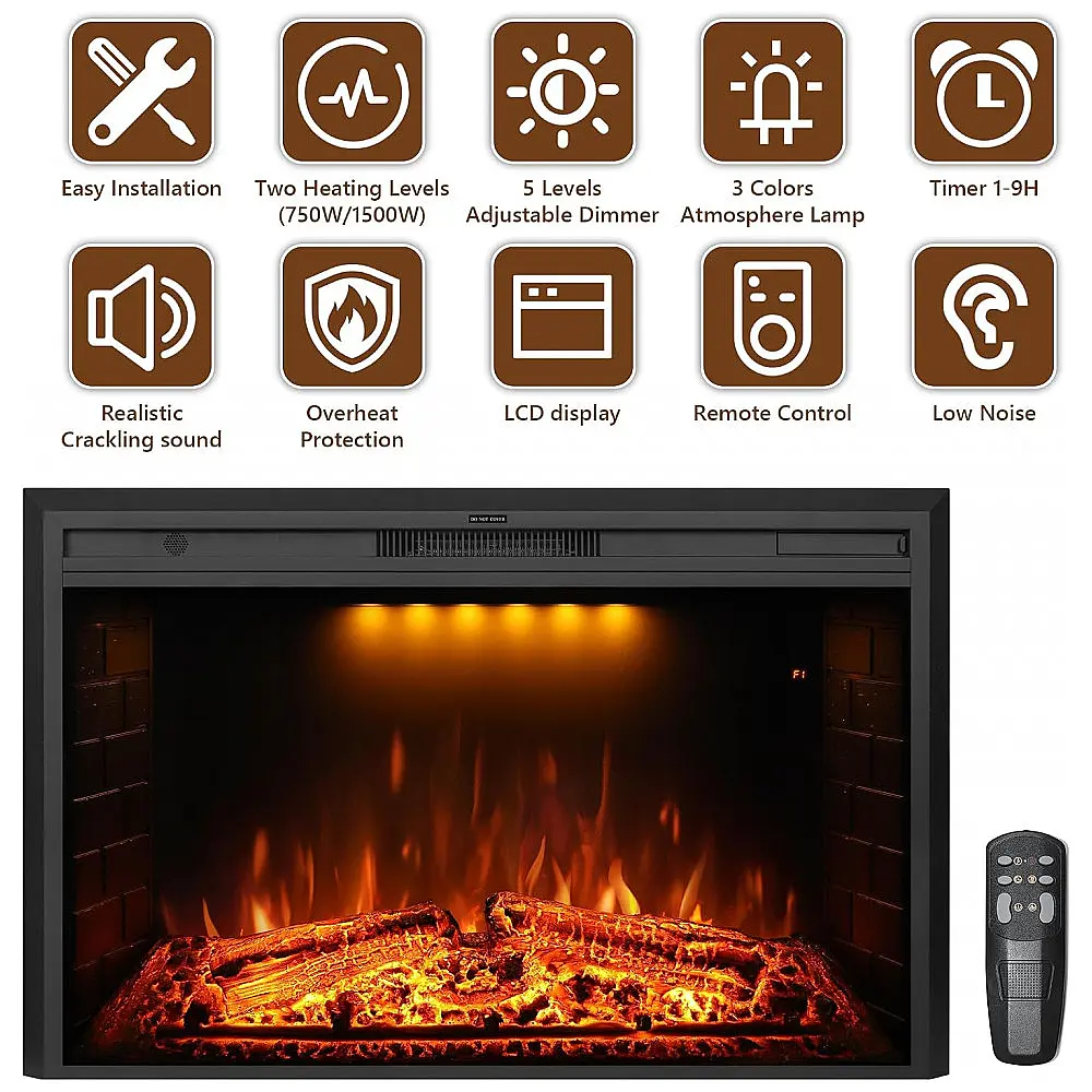 Lareira Elétrica de Parede Dreamflame 127 cm 750/1500W Preta 110V — foto 2