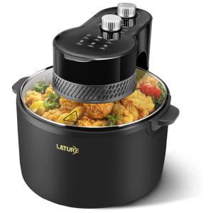 Fritadeira Elétrica AirFryer 3,7L com Tampa de Vidro e Temperatura Ajustável, 110V 1100W, LATURE CR5080, Preta
